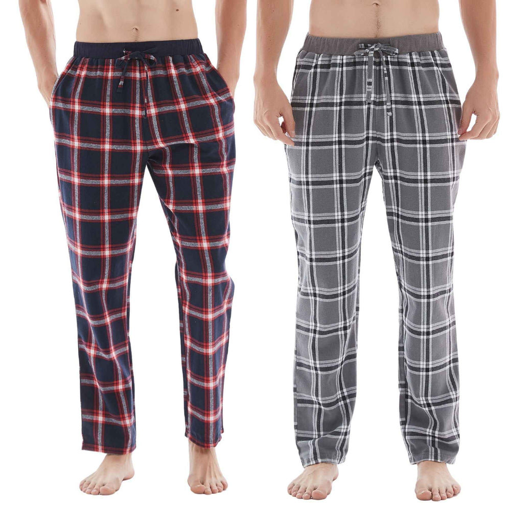 Men's Cotton Flannel Pyjama Bottoms - Lightweight Comfort, Pack of 2