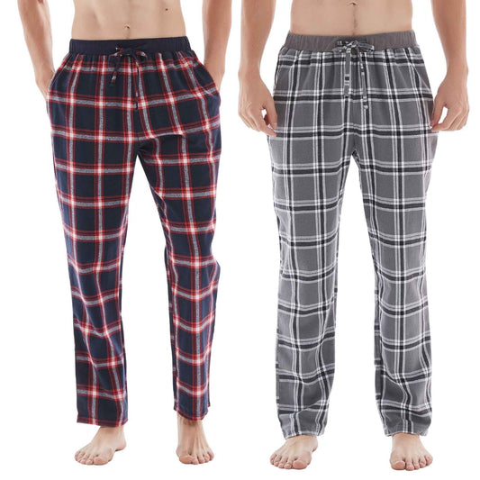 Men's Cotton Flannel Pyjama Bottoms - Lightweight Comfort, Pack of 2