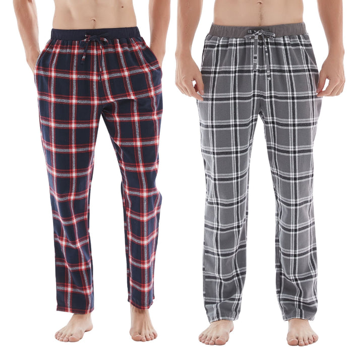 SaneShoppe - Men's Lightweight Cotton Flannel Pyjama Bottoms - Pack of 2