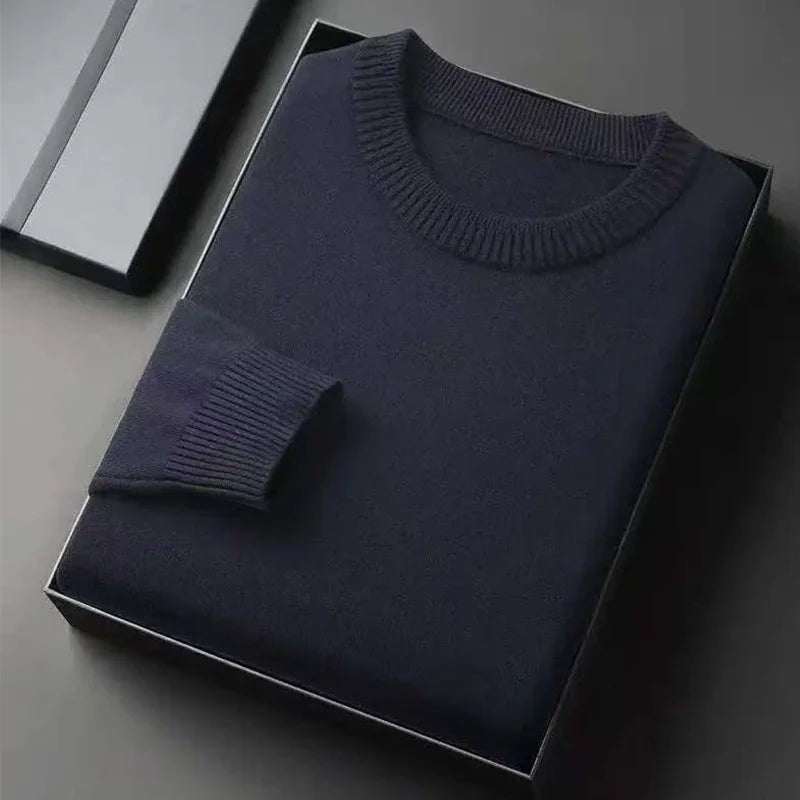 SaneShoppe-Men's Classic Crewneck Knit Pullover Sweater, Lightweight Solid Color Soft Casual Sweater