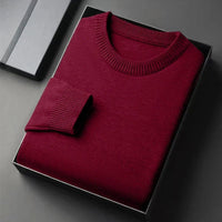 SaneShoppe-Men's Classic Crewneck Knit Pullover Sweater, Lightweight Solid Color Soft Casual Sweater