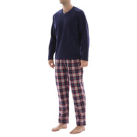 SaneShoppe - Men's Long Sleeve Pyjama Sets with Fleece Top and Cotton Flannelette Pajama Pants