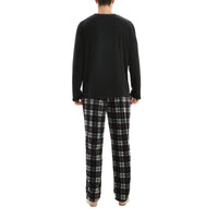 SaneShoppe - Men's Long Sleeve Thermal Fleece Pyjama Set in Black and Red.
