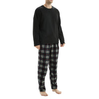SaneShoppe - Men's Long Sleeve Thermal Fleece Pyjama Set in Black and Red.