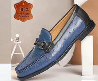 SaneShoppe - Men's Luxury crocodile pattern leather loafers, handmade business dress shoes, slip - on formal office footwear for men, Brown
