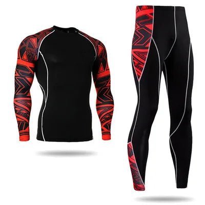 SaneShoppe - Men's Motorcycle Jersey Sets Quick Dry Compression Sport Bodybuilding T-Shirt Underwear Suit for Fitness