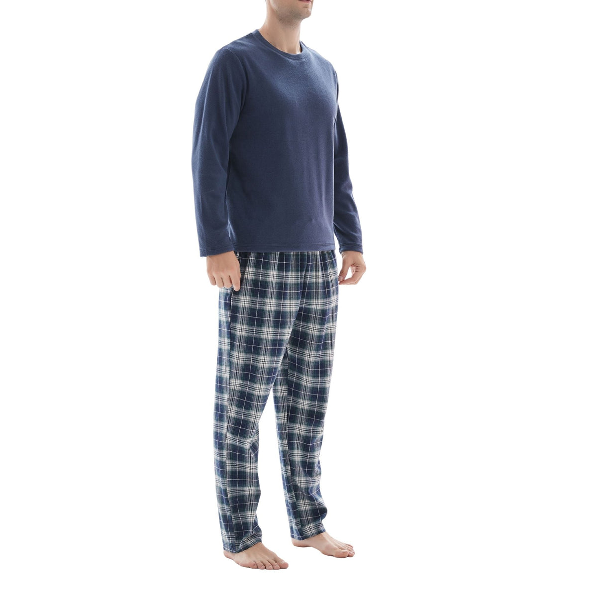 SaneShoppe - Men's Navy Fleece Lounge Set with Cotton Bottoms
