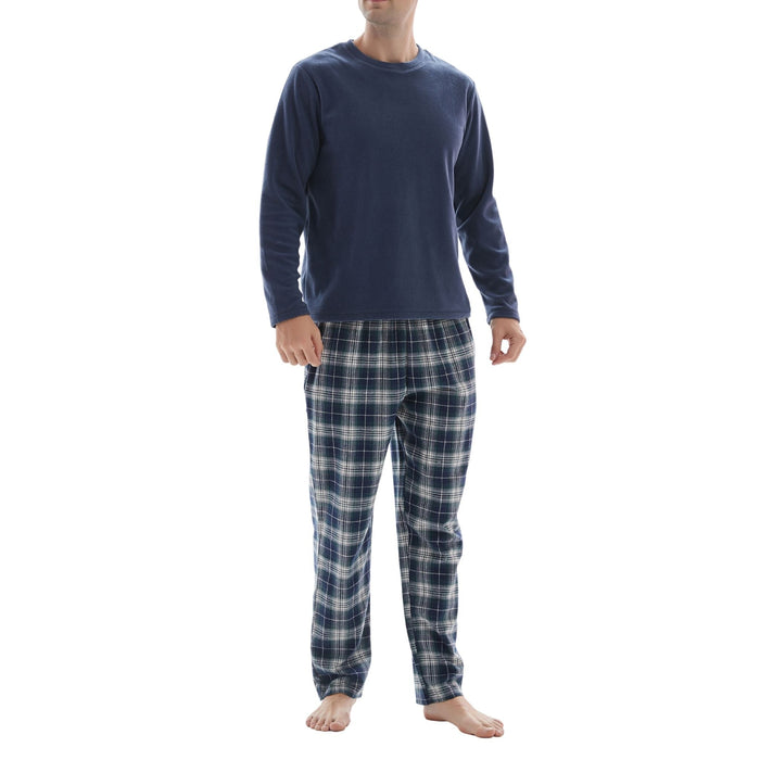 SaneShoppe - Men's Navy Fleece Lounge Set with Cotton Bottoms