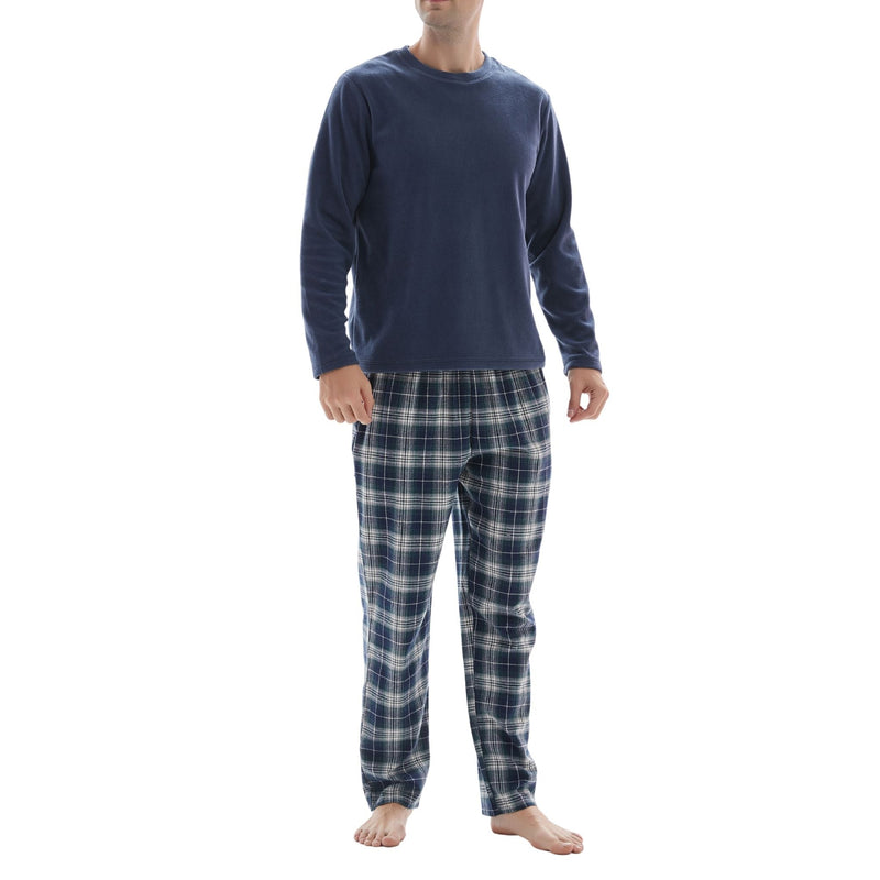 SaneShoppe - Men's Navy Fleece Lounge Set with Cotton Bottoms