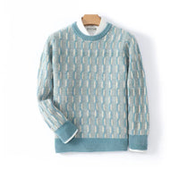 SaneShoppe - Men's New Pullover O - neck Sweater Casual Knitted Long sleeved 100% Pure Wool Men's Sweater Comfortable and Warm WOTEEWS brand