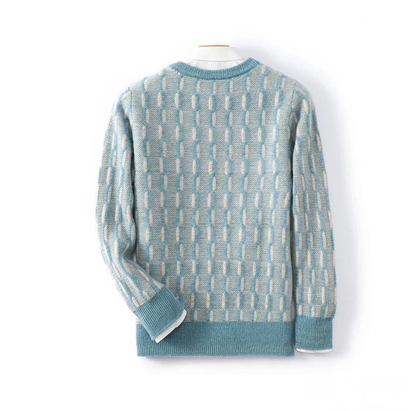 SaneShoppe - Men's New Pullover O - neck Sweater Casual Knitted Long sleeved 100% Pure Wool Men's Sweater Comfortable and Warm WOTEEWS brand