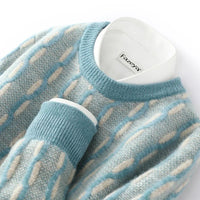 SaneShoppe - Men's New Pullover O - neck Sweater Casual Knitted Long sleeved 100% Pure Wool Men's Sweater Comfortable and Warm WOTEEWS brand