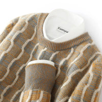 SaneShoppe - Men's New Pullover O - neck Sweater Casual Knitted Long sleeved 100% Pure Wool Men's Sweater Comfortable and Warm WOTEEWS brand