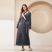 SaneShoppe-Men's Oversized Coral Fleece Bathrobe – Flannel Kimono Robe for Couples