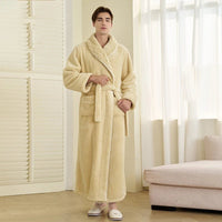 SaneShoppe-Men's Oversized Coral Fleece Bathrobe – Flannel Kimono Robe for Couples