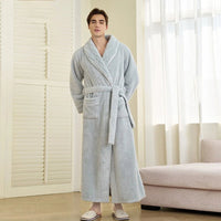 SaneShoppe-Men's Oversized Coral Fleece Bathrobe – Flannel Kimono Robe for Couples