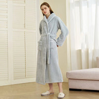 SaneShoppe-Men's Oversized Coral Fleece Bathrobe – Flannel Kimono Robe for Couples