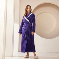 SaneShoppe-Men's Oversized Coral Fleece Bathrobe – Flannel Kimono Robe for Couples