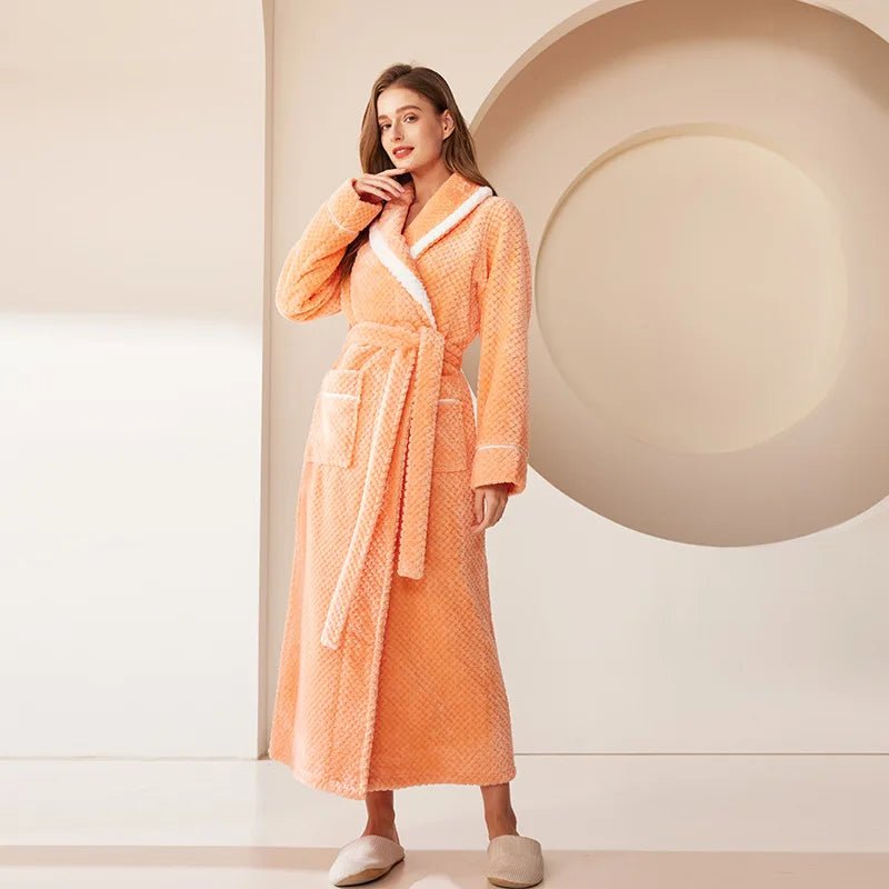 SaneShoppe-Men's Oversized Coral Fleece Bathrobe – Flannel Kimono Robe for Couples