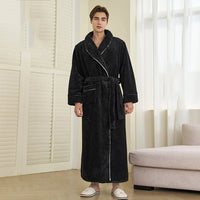 SaneShoppe-Men's Oversized Coral Fleece Bathrobe – Flannel Kimono Robe for Couples