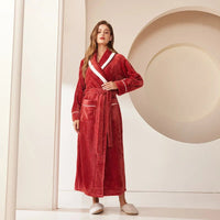 SaneShoppe-Men's Oversized Coral Fleece Bathrobe – Flannel Kimono Robe for Couples