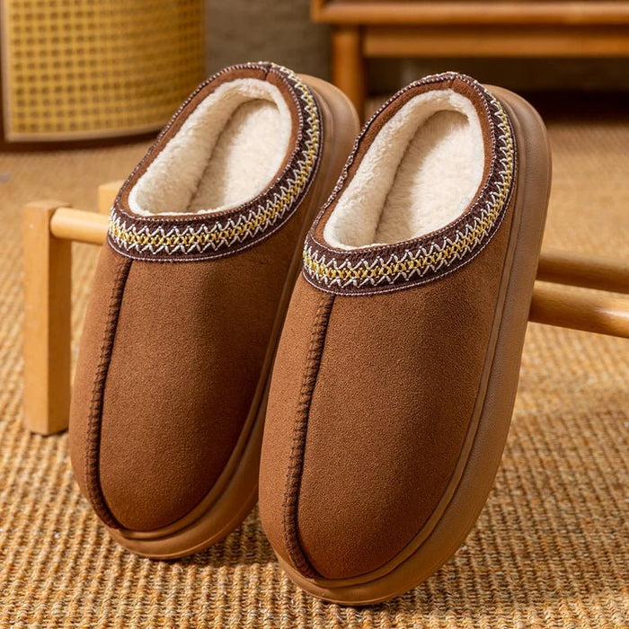 SaneShoppe - Men's Plush Fleece Lined Slippers Winter Warm House Shoes with Thick EVA Sole for Indoor/Outdoor Use Cozy Non - Slip Home Footwear