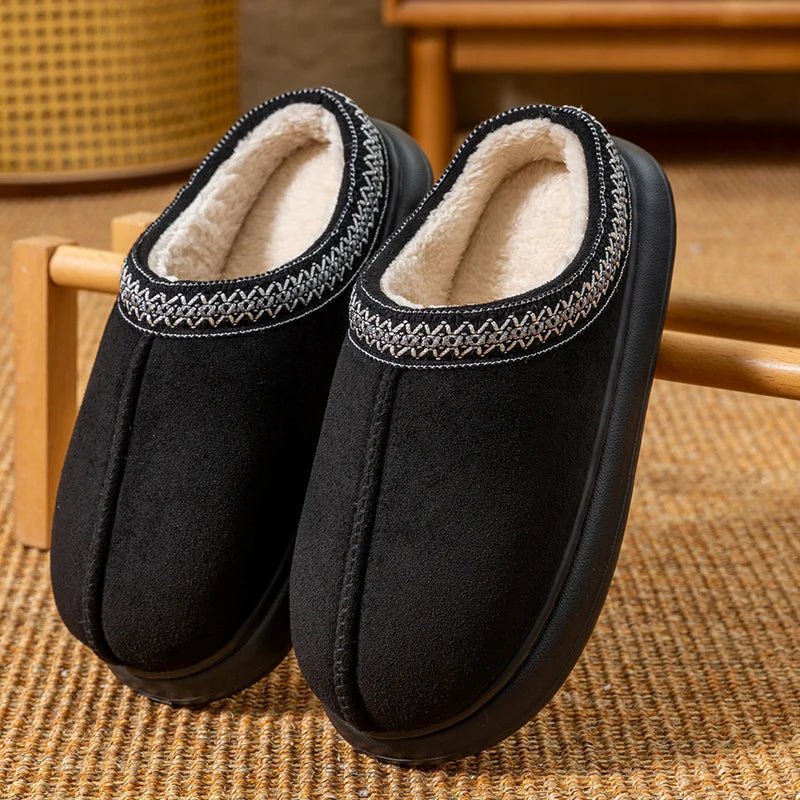 SaneShoppe - Men's Plush Fleece Lined Slippers Winter Warm House Shoes with Thick EVA Sole for Indoor/Outdoor Use Cozy Non - Slip Home Footwear