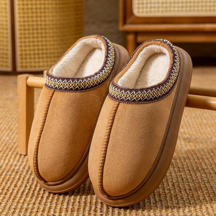 SaneShoppe - Men's Plush Fleece Lined Slippers Winter Warm House Shoes with Thick EVA Sole for Indoor/Outdoor Use Cozy Non - Slip Home Footwear
