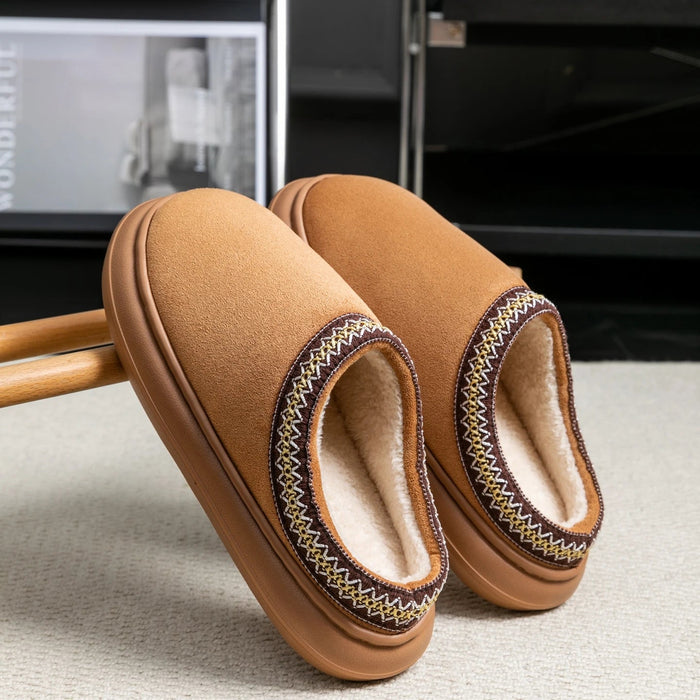 SaneShoppe - Men's Plush Slippers for Winter Thick Fuzzy Indoor House Shoes with Lightweight EVA Sole, Cozy Warm Slippers for Fall and Winter