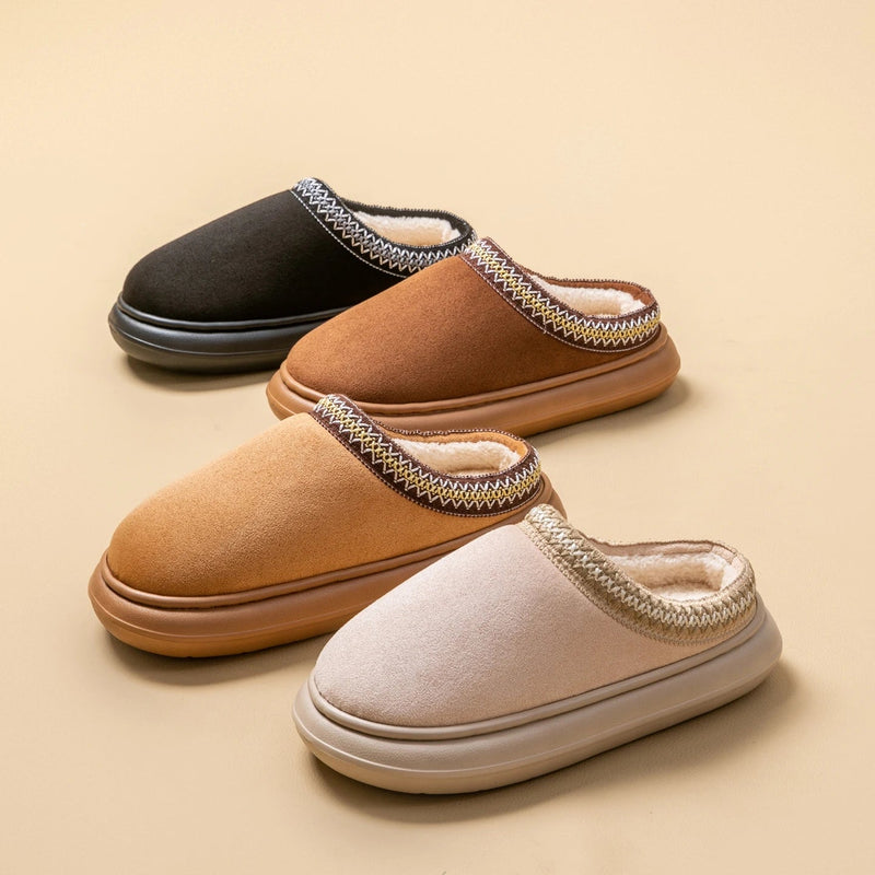 SaneShoppe - Men's Plush Slippers for Winter Thick Fuzzy Indoor House Shoes with Lightweight EVA Sole, Cozy Warm Slippers for Fall and Winter