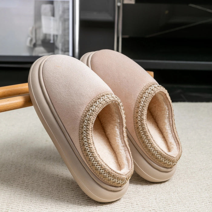 SaneShoppe - Men's Plush Slippers for Winter Thick Fuzzy Indoor House Shoes with Lightweight EVA Sole, Cozy Warm Slippers for Fall and Winter