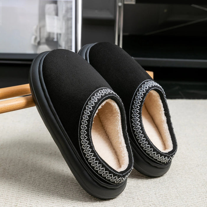 SaneShoppe - Men's Plush Slippers for Winter Thick Fuzzy Indoor House Shoes with Lightweight EVA Sole, Cozy Warm Slippers for Fall and Winter