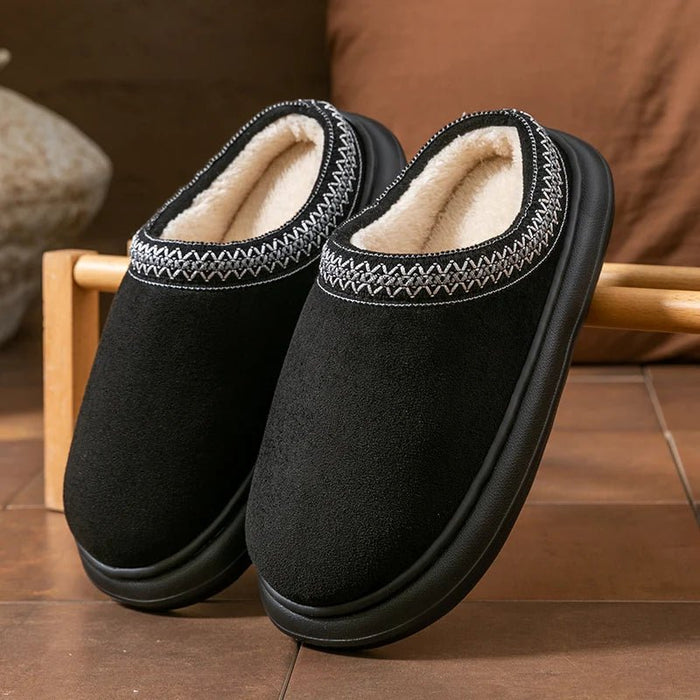 SaneShoppe - Men's Plush Slippers for Winter Thick Fuzzy Indoor House Shoes with Lightweight EVA Sole, Cozy Warm Slippers for Fall and Winter