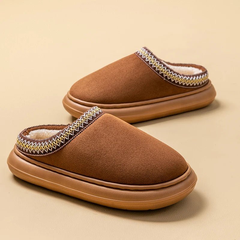 SaneShoppe - Men's Plush Slippers for Winter Thick Fuzzy Indoor House Shoes with Lightweight EVA Sole, Cozy Warm Slippers for Fall and Winter