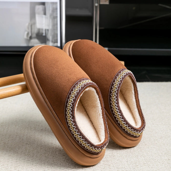 SaneShoppe - Men's Plush Slippers for Winter Thick Fuzzy Indoor House Shoes with Lightweight EVA Sole, Cozy Warm Slippers for Fall and Winter