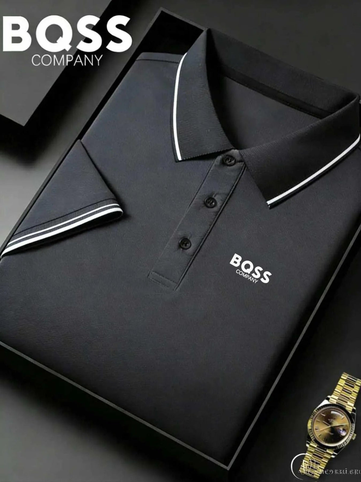 SaneShoppe-Men's Striped Polo Shirt with Letter Print - Casual Sporty Top