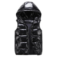 SaneShoppe - Men's Sleeveless Jacket Fashion Shiny Vest Winter Warm Hood Pockets Cotton Padded Husband Red Black Autumn Down Waistcoat Male