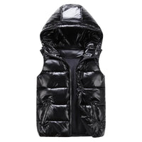 SaneShoppe - Men's Sleeveless Jacket Fashion Shiny Vest Winter Warm Hood Pockets Cotton Padded Husband Red Black Autumn Down Waistcoat Male
