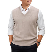 SaneShoppe - Men's Sleeveless Sweater Vest Lightweight V - Neck Solid Vest Pullover Twist Knit Sweaters Autumn Mens Outerwear
