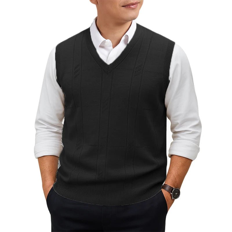 SaneShoppe - Men's Sleeveless Sweater Vest Lightweight V - Neck Solid Vest Pullover Twist Knit Sweaters Autumn Mens Outerwear