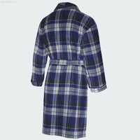 SaneShoppe Men's Soft Warm Fleece Dressing Gown with Checkered Pattern