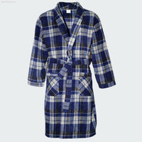 SaneShoppe Men's Soft Warm Fleece Dressing Gown with Checkered Pattern