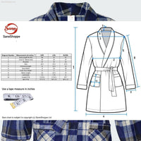 SaneShoppe Men's Soft Warm Fleece Dressing Gown with Checkered Pattern