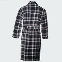 SaneShoppe Men's Soft Warm Fleece Dressing Gown with Checkered Pattern