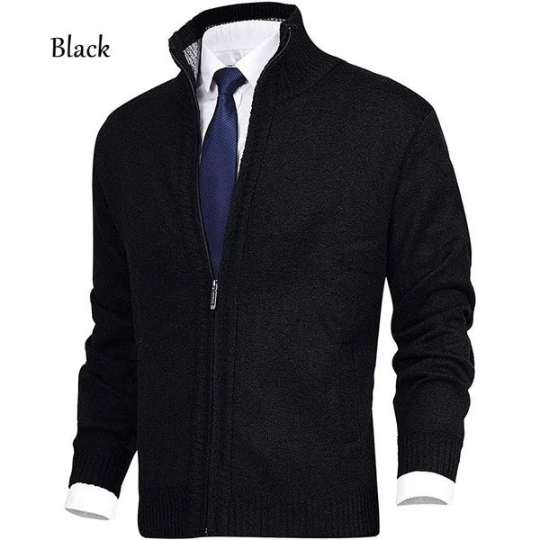 SaneShoppe - Men's Solid Sweater Stand Up Collar Fashion Cardigan Knitwear Jacket for Men