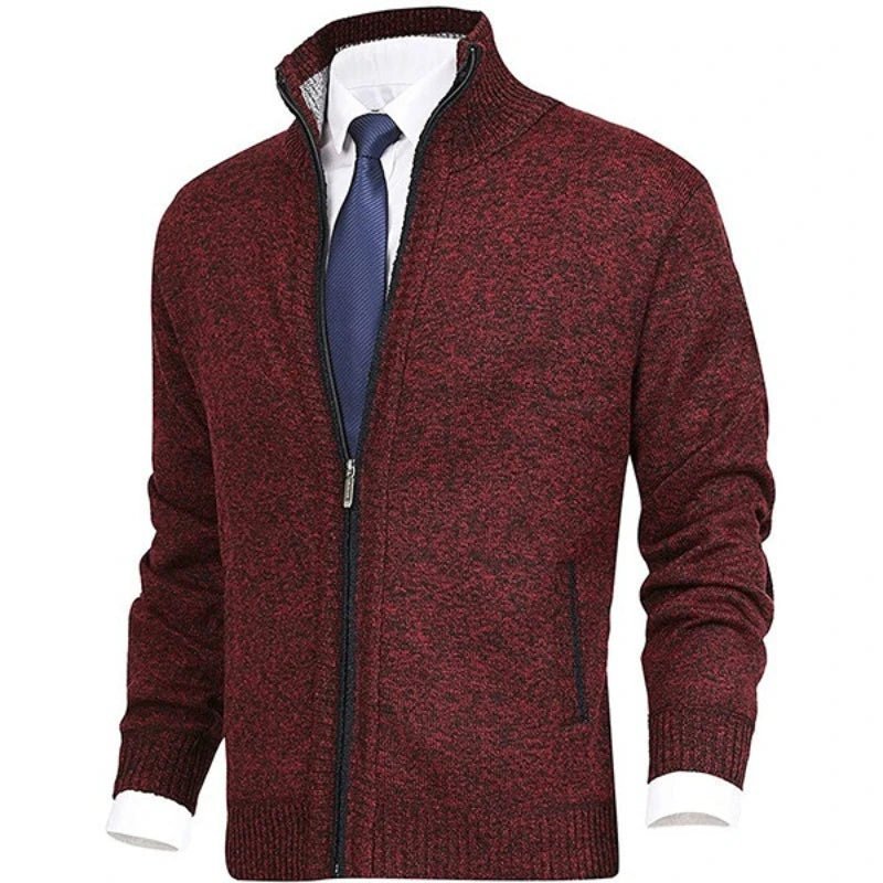 SaneShoppe - Men's Solid Sweater Stand Up Collar Fashion Cardigan Knitwear Jacket for Men