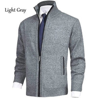 SaneShoppe - Men's Solid Sweater Stand Up Collar Fashion Cardigan Knitwear Jacket for Men
