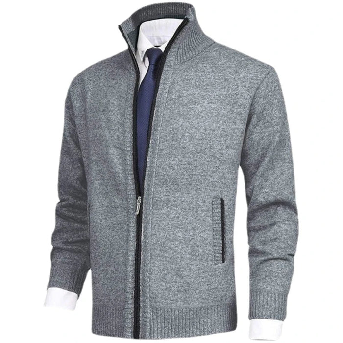 SaneShoppe - Men's Solid Sweater Stand Up Collar Fashion Cardigan Knitwear Jacket for Men