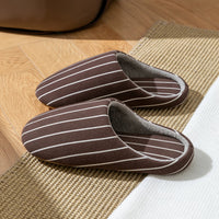 SaneShoppe - Men's Striped Slippers, Non - Slip Indoor House Shoes with Soft Flat Sole, Comfortable Bedroom Slippers for Winter and Home Use