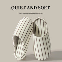 SaneShoppe - Men's Striped Slippers, Non - Slip Indoor House Shoes with Soft Flat Sole, Comfortable Bedroom Slippers for Winter and Home Use